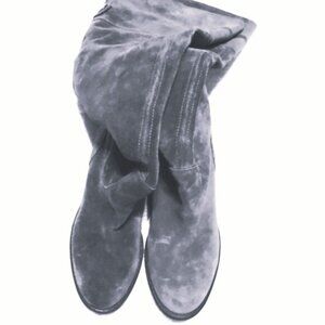 Franco Sarto black wide-calf over-the-knee pull-on genuine suede boots, US 9.5